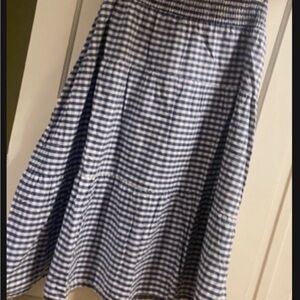 Blue Gingham Women's plus size Skirt 4X 26 28 cottage core boho summer country
